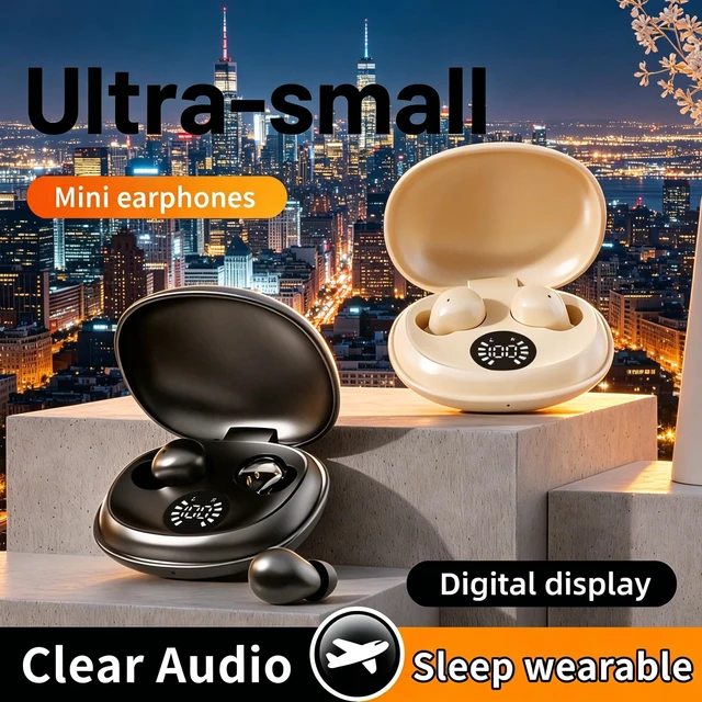 Alt view image 6 of 7 - Invisible Mini Earbuds,Ultra-Light Comfort Fit Sleep Headphones for Side Sleepers,Mini Noise Blocking Sleep Earphones,Bluetooth 6.0 Wireless Earbuds for Sleeping, Working,Sports (Khaki)