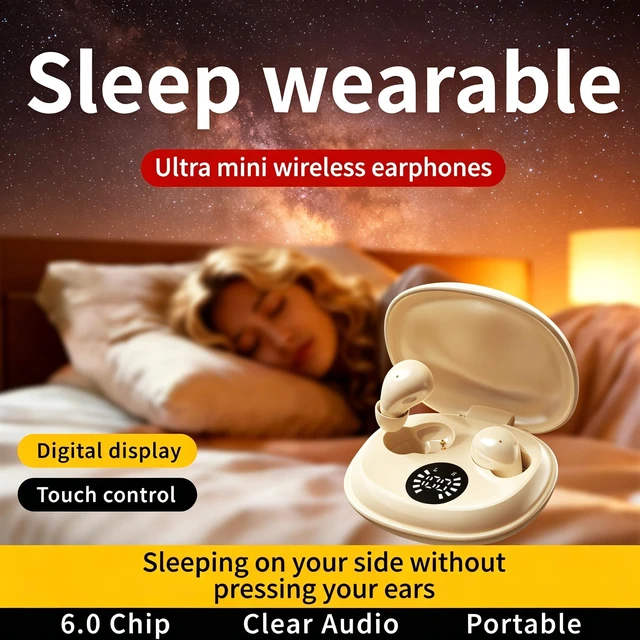 Alt view image 7 of 7 - Invisible Mini Earbuds,Ultra-Light Comfort Fit Sleep Headphones for Side Sleepers,Mini Noise Blocking Sleep Earphones,Bluetooth 6.0 Wireless Earbuds for Sleeping, Working,Sports (Khaki)
