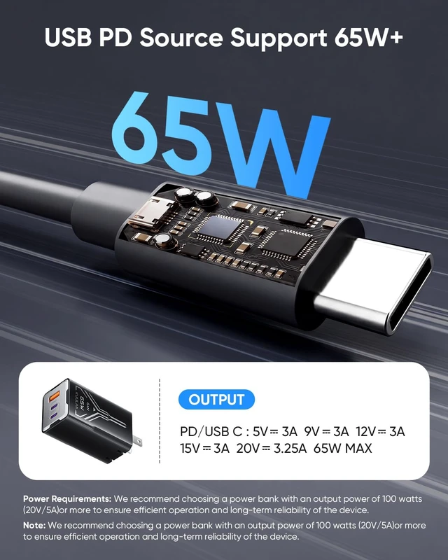 Alt view image 4 of 7 - Starlink Mini 3 in 1 DC Power Cable 32.8FT/10M,100W+ USB C 12-24V Cigarette Lighter Plug and DC Male Power Cable Cord for Starlink Mini