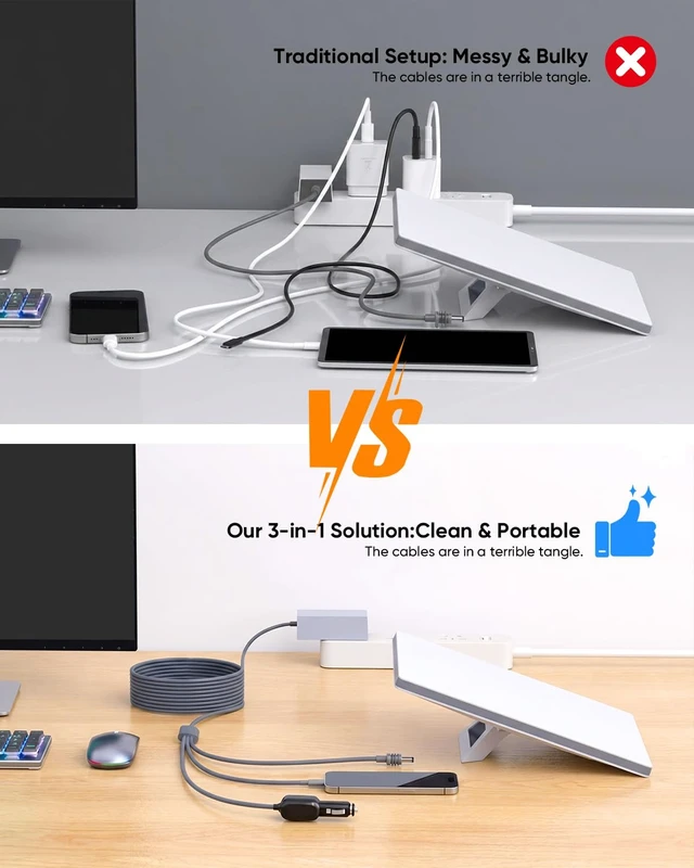 Alt view image 5 of 7 - Starlink Mini 3 in 1 DC Power Cable 32.8FT/10M,100W+ USB C 12-24V Cigarette Lighter Plug and DC Male Power Cable Cord for Starlink Mini
