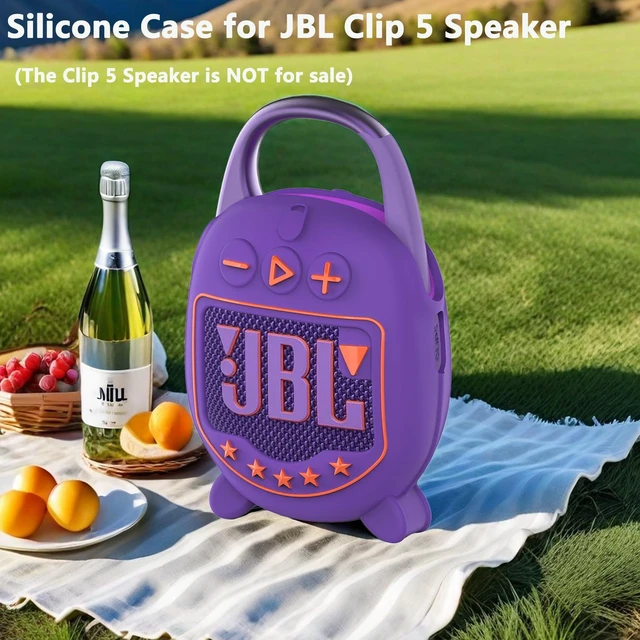 Alt view image 7 of 7 - Silicone Cover Case for JBL Clip 5 Portable Bluetooth Speaker Protective Soft Silicone Cover for JBL Clip 5 Speaker Accessories, Stand Up Case, Shockproof Cover (Purple)