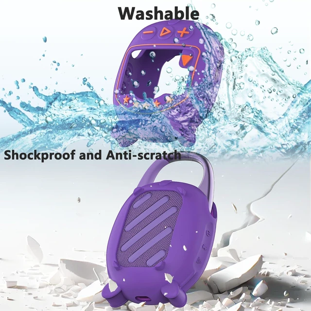 Alt view image 5 of 7 - Silicone Cover Case for JBL Clip 5 Portable Bluetooth Speaker Protective Soft Silicone Cover for JBL Clip 5 Speaker Accessories, Stand Up Case, Shockproof Cover (Purple)