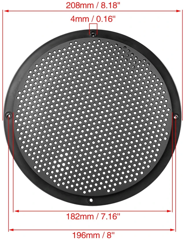 Alt view image 2 of 7 - 2pcs 8'' Audio Speaker Cover Mesh Subwoofer Grill Horn Guard Decorative Circle Grille Protector, Black, Plastic
