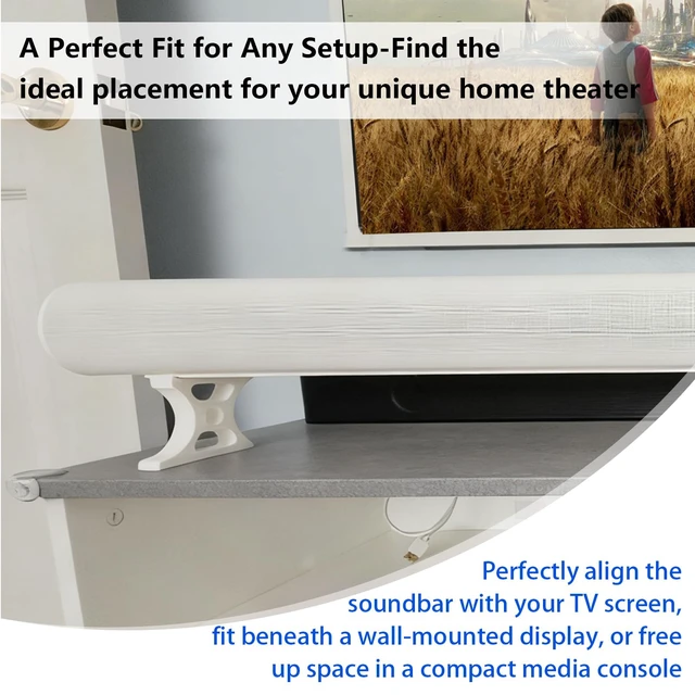 Alt view image 2 of 6 - Soundbar Stand Compatible with Arc, Adjustable 3-Height Riser Base (25mm-75mm), Sturdy Base for TV & Shelf, Prevents Audio Blockage, Tool-Free Installation(50mm White)