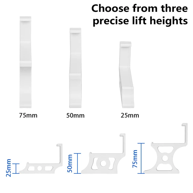Alt view image 3 of 6 - Soundbar Stand Compatible with Arc, Adjustable 3-Height Riser Base (25mm-75mm), Sturdy Base for TV & Shelf, Prevents Audio Blockage, Tool-Free Installation(50mm White)