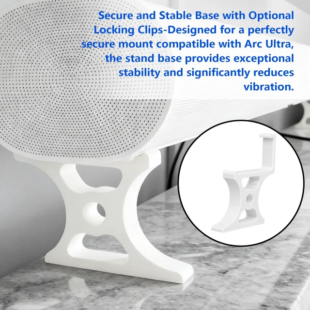 Alt view image 4 of 6 - Soundbar Stand Compatible with Arc, Adjustable 3-Height Riser Base (25mm-75mm), Sturdy Base for TV & Shelf, Prevents Audio Blockage, Tool-Free Installation(50mm White)