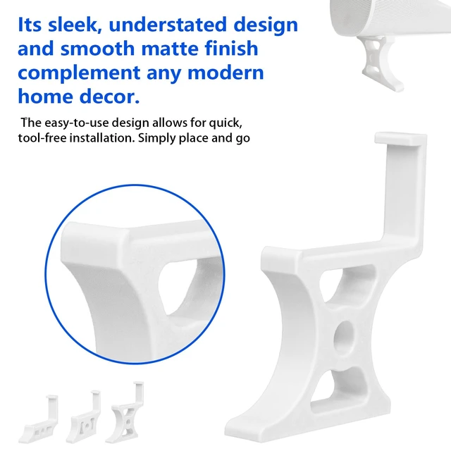 Alt view image 5 of 6 - Soundbar Stand Compatible with Arc, Adjustable 3-Height Riser Base (25mm-75mm), Sturdy Base for TV & Shelf, Prevents Audio Blockage, Tool-Free Installation(50mm White)