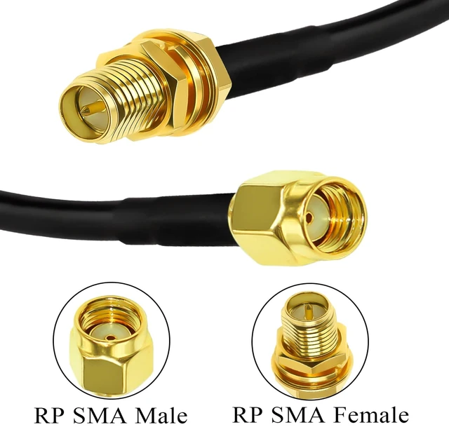 Alt view image 3 of 7 - RG58 RP SMA Female to Male Cable 49.2ft (15M) RPSMA Extension Jumper RPSMA RG58 Cable 49.2ft (15M) - RP SMA Female to Male Extension 50ohm for RF Radio WiFi Antenna GPS Low Lost Antenna Coax