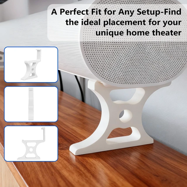 Alt view image 6 of 6 - Soundbar Stand Compatible with Arc, Adjustable 3-Height Riser Base (25mm-75mm), Sturdy Base for TV & Shelf, Prevents Audio Blockage, Tool-Free Installation(50mm White)