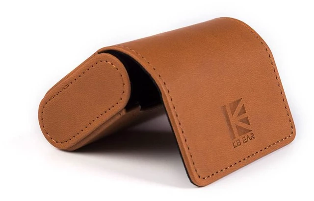 Main image of Earbud Case KBEAR Leather mini Headphone case, Brown Portable Headphone Storage Bag, Pressure-Resistant Protective Headphone Storage Box, Suitable for KZ EDX Pro/Castor/DQS, KBEAR KB02/KS1/Storm