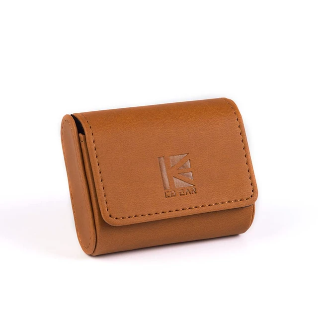 Alt view image 2 of 5 - Earbud Case KBEAR Leather mini Headphone case, Brown Portable Headphone Storage Bag, Pressure-Resistant Protective Headphone Storage Box, Suitable for KZ EDX Pro/Castor/DQS, KBEAR KB02/KS1/Storm