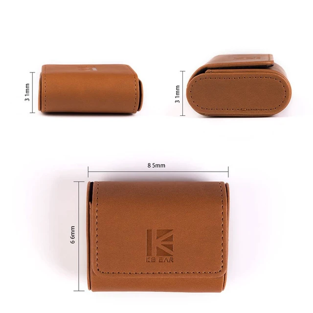 Alt view image 5 of 5 - Earbud Case KBEAR Leather mini Headphone case, Brown Portable Headphone Storage Bag, Pressure-Resistant Protective Headphone Storage Box, Suitable for KZ EDX Pro/Castor/DQS, KBEAR KB02/KS1/Storm