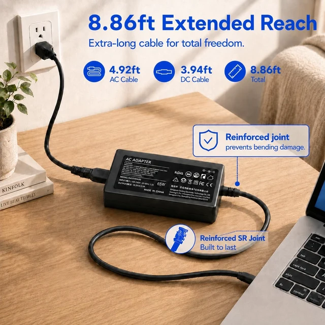 Alt view image 4 of 7 - Laptop Charger for HP 2000 Pavilion G4 G6, Compaq CQ56 CQ57, 65W Confirm the full HP 2000 model, 18.5V 3.5A requirement and 7.4 x 5.0 mm port; package includes one adapter and AC cable