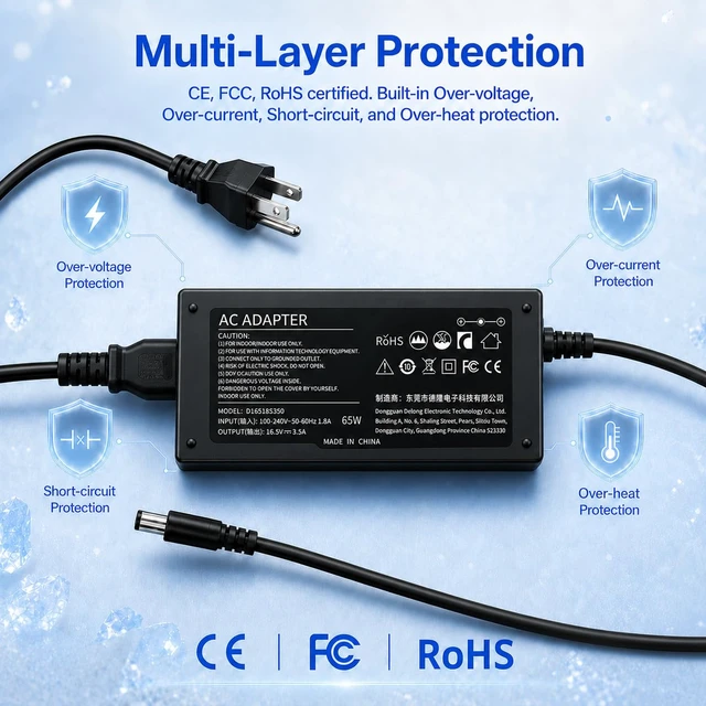 Alt view image 5 of 7 - Laptop Charger for HP 2000 Pavilion G4 G6, Compaq CQ56 CQ57, 65W Confirm the full HP 2000 model, 18.5V 3.5A requirement and 7.4 x 5.0 mm port; package includes one adapter and AC cable
