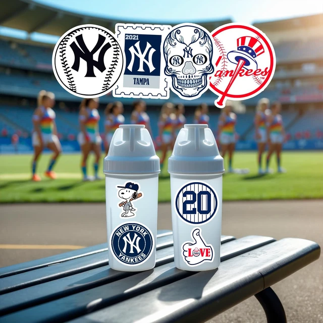 Alt view image 5 of 5 - 72pcs New York Baseball Stickers Yankee Pack for Laptop Water Bottle Car Window Scrapbook Helmet Skateboard Wall Cool Vinyl Decals for Kids Teens Adults Fans Gifts Mighty Yankees Inspired