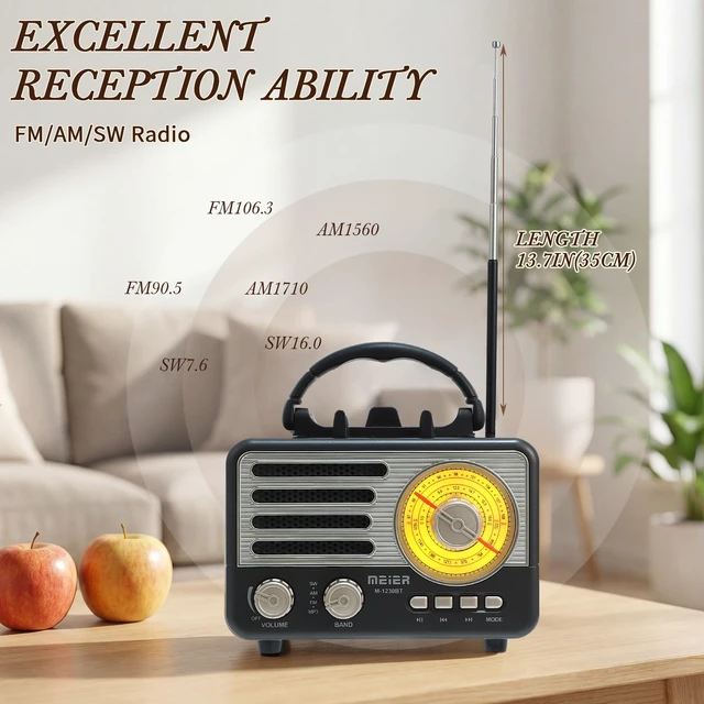Alt view image 2 of 7 - Radio Portable AM FM SW Bluetooth Speaker Vintage Radios with Phone Stand Small Retro Radio Battery Powered for Vintage Decor Birthday Gifts for Women,Men,Dad (Black)