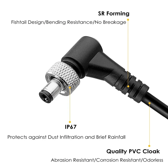 Alt view image 2 of 6 - D-Tap to Locking DC 5.5 2.5mm Monitor Coiled Power Cable Compatible with Atomos Ninja V/Shogun PIX-E7 PIX-E5 7 Touchscreen/Hollyland Mars 400s