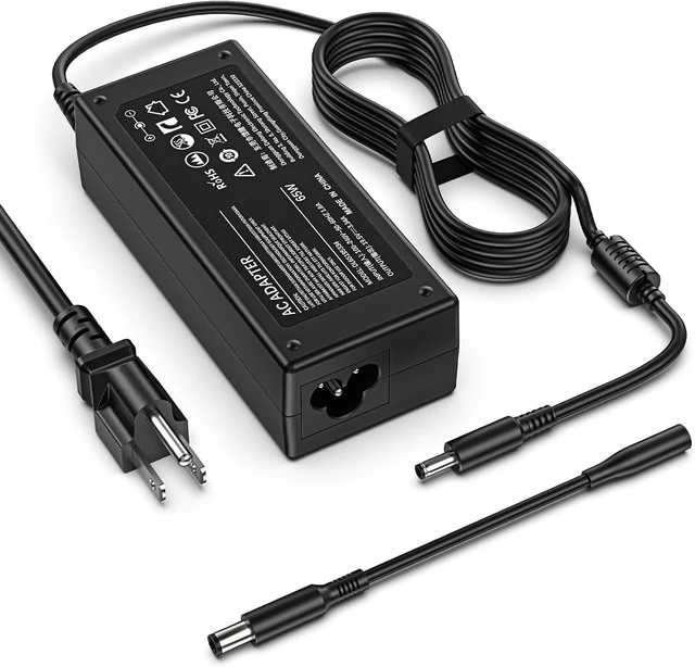 Main image of 65W Laptop Charger for Dell Inspiron 15 14 13 11 17 3000 5000 7000 Latitude - Dual Tip 4.5mm and 7.4mm Included - 19.5V 3.34A Power Supply Cord