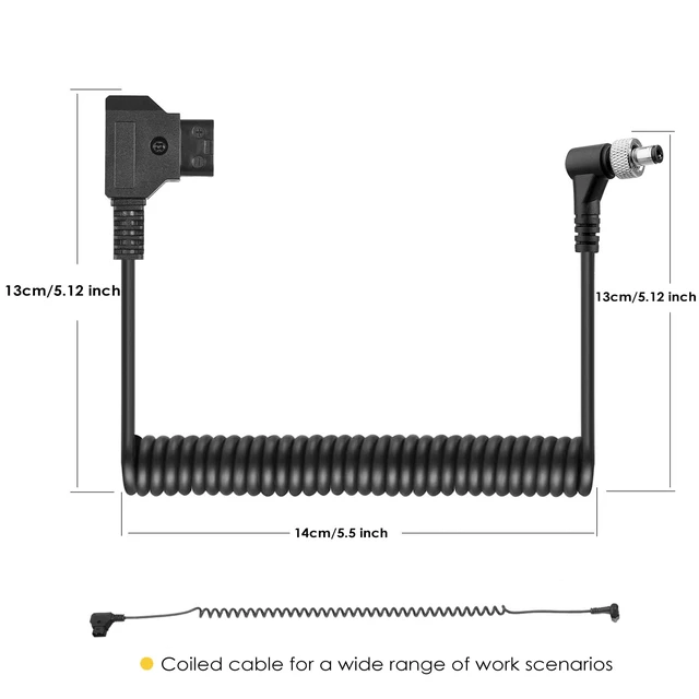 Alt view image 4 of 6 - D-Tap to Locking DC 5.5 2.5mm Monitor Coiled Power Cable Compatible with Atomos Ninja V/Shogun PIX-E7 PIX-E5 7 Touchscreen/Hollyland Mars 400s