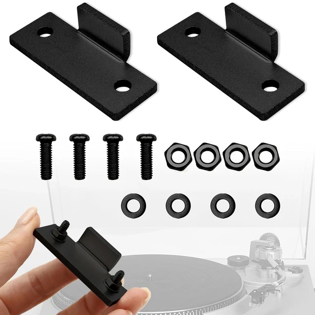 Main image of Black Turntable Dust Cover Hinges - Repair Tabs and Hinge Brackets for Technics SL-D2 3200 B2 Q2 D3 - Easy Installation for Turntable Dust Cover Repair