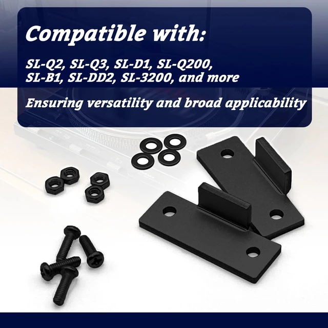 Alt view image 3 of 7 - Black Turntable Dust Cover Hinges - Repair Tabs and Hinge Brackets for Technics SL-D2 3200 B2 Q2 D3 - Easy Installation for Turntable Dust Cover Repair
