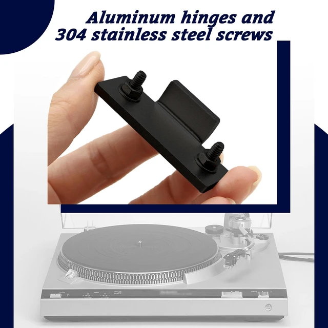 Alt view image 4 of 7 - Black Turntable Dust Cover Hinges - Repair Tabs and Hinge Brackets for Technics SL-D2 3200 B2 Q2 D3 - Easy Installation for Turntable Dust Cover Repair