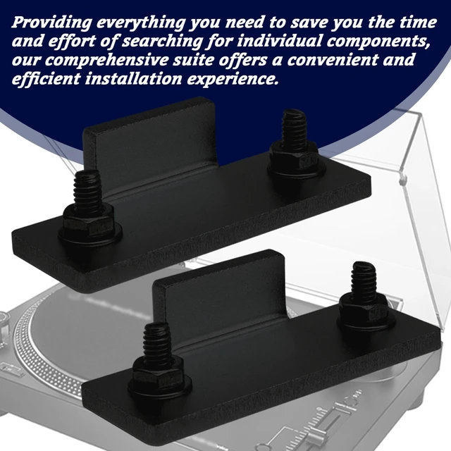 Alt view image 6 of 7 - Black Turntable Dust Cover Hinges - Repair Tabs and Hinge Brackets for Technics SL-D2 3200 B2 Q2 D3 - Easy Installation for Turntable Dust Cover Repair