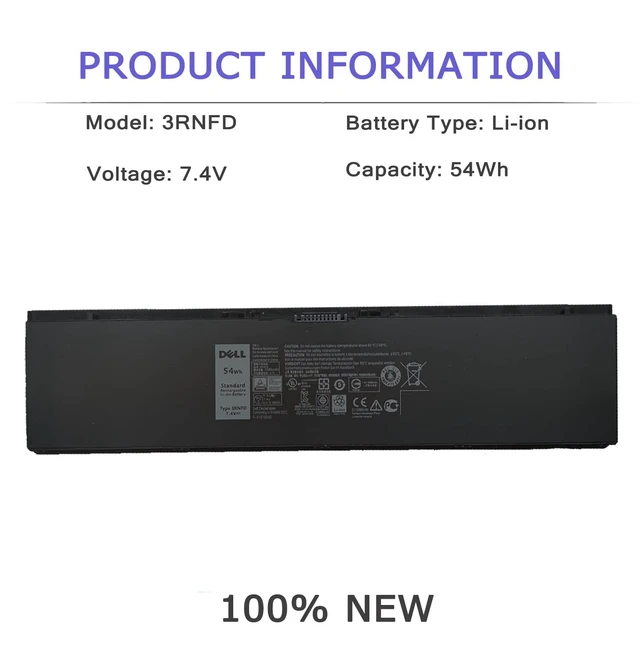 Alt view image 2 of 6 - DELL E7440 E7450 3RNFD 34GKR 54Wh Battery for Dell Latitude E7440 E7450 E7420 7440 7450 PFXCR 34GKR F38HT G95J5 0G95J5 3RNFD G0G2M T19VW V8XN3 909H5 5K1GW 451-BBFT 451-BBOG 451-BBFV 451-BBFY E225846