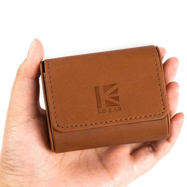 Alt view image 4 of 5 - Earbud Case KBEAR Leather mini Headphone case, Brown Portable Headphone Storage Bag, Pressure-Resistant Protective Headphone Storage Box, Suitable for KZ EDX Pro/Castor/DQS, KBEAR KB02/KS1/Storm