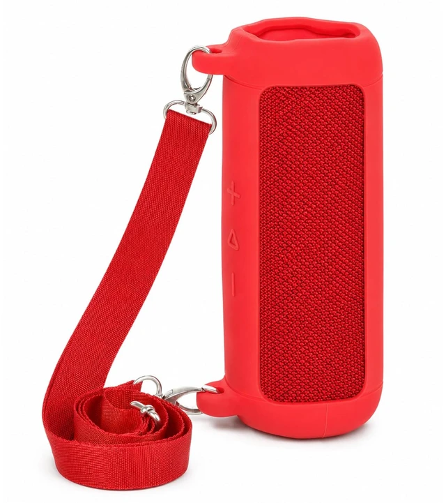 Main image of Silicone Case for JBL Flip 7 with Shoulder Strap&Carabiner-Red Flexible Silicone, Precise Cutouts for Buttons and USB-C Port, Lightweight Protection, for Travel, Camping, Beach, and Hiking