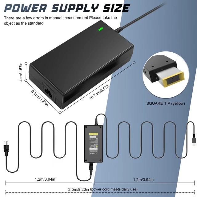 Alt view image 5 of 7 - 230W Compatible with Lenovo Legion Laptop Charger - Yellow Slim Tip Ac Adapter Cord Smart Short-Circuit Protection