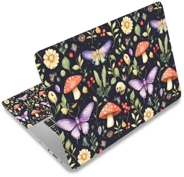 Main image of Laptop Notebook Skin Sticker Cover Decal, 13 13.3 14 15 15.4 15.6 inch Laptop Vinyl Skin Sticker Cover Soft Art Protector Netbook (Mushroom Butterfly)