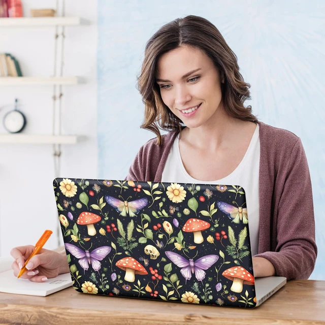 Alt view image 2 of 7 - Laptop Notebook Skin Sticker Cover Decal, 13 13.3 14 15 15.4 15.6 inch Laptop Vinyl Skin Sticker Cover Soft Art Protector Netbook (Mushroom Butterfly)
