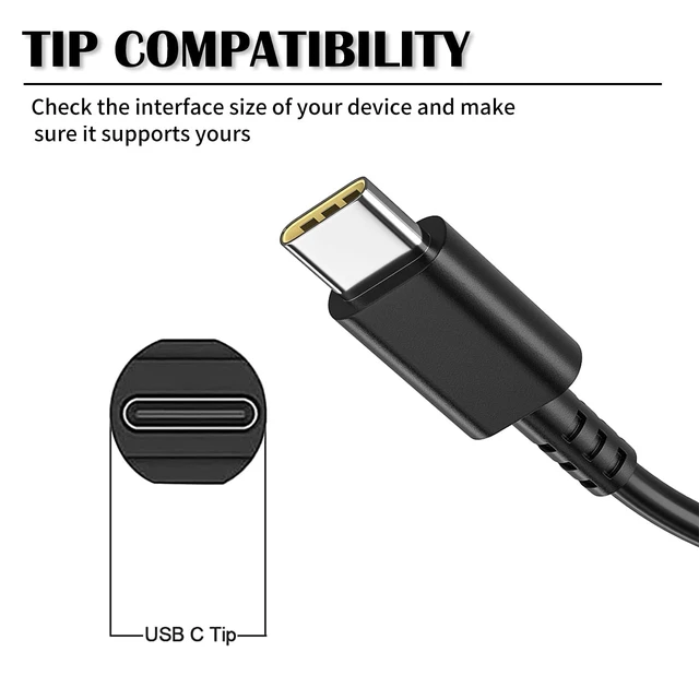 Alt view image 2 of 6 - USB-C Chromebook Charger Compatible with HP Chromebook X360 15 14 14a 14b 14c 11 Series 15-de0518wm 14-ca02inr 14a-ca0090wm 11A G8 G7 G6 EESpectre X360 12 13 15 Series AC Adapter Power Cord
