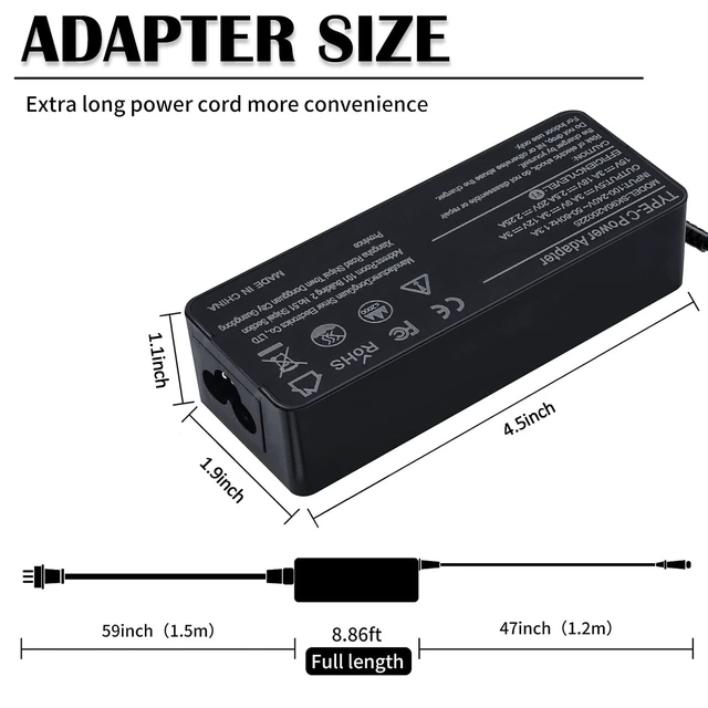 Alt view image 3 of 6 - USB-C Chromebook Charger Compatible with HP Chromebook X360 15 14 14a 14b 14c 11 Series 15-de0518wm 14-ca02inr 14a-ca0090wm 11A G8 G7 G6 EESpectre X360 12 13 15 Series AC Adapter Power Cord