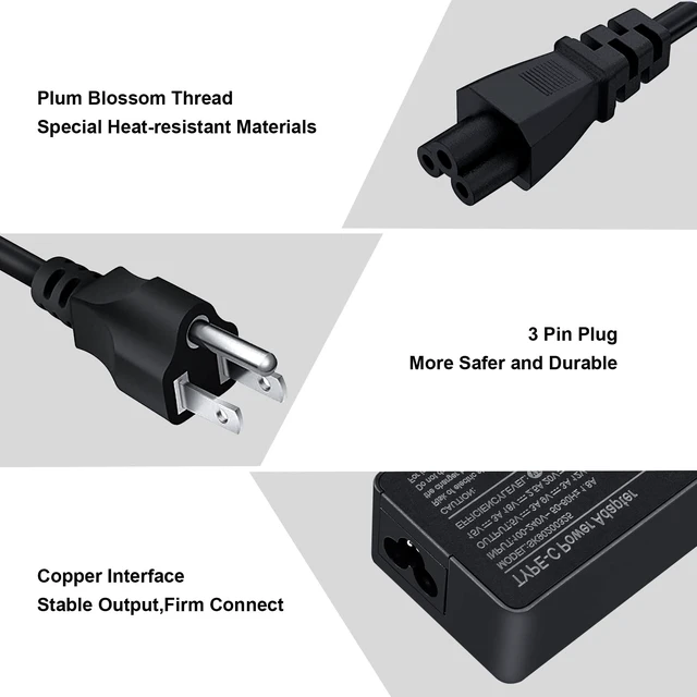 Alt view image 4 of 6 - USB-C Chromebook Charger Compatible with HP Chromebook X360 15 14 14a 14b 14c 11 Series 15-de0518wm 14-ca02inr 14a-ca0090wm 11A G8 G7 G6 EESpectre X360 12 13 15 Series AC Adapter Power Cord