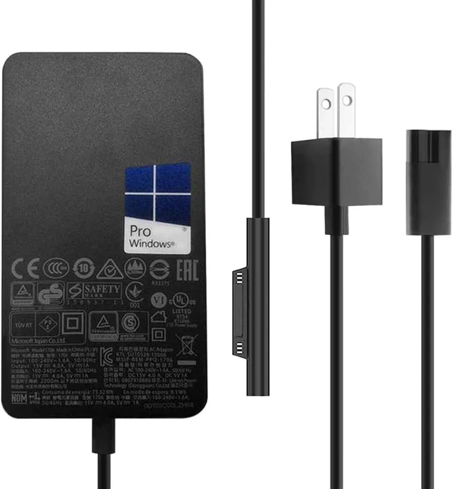 Main image of Pro Charger 44W 15V 2.58A Power Supply Compatible with Microsoft Surface Pro 6 Pro 5 Fits Model 1796 1800 Power Cord with 5V 1A USB Charging Port