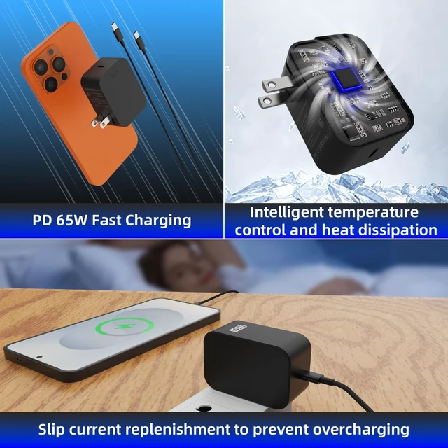 Alt view image 4 of 7 - 65W USB-C PD 3.0 Fast Charger for Microsoft Windows Surface Pro 13" (OLED) for Snapdragon X Copilot+ for ASUS Rog Ally, Legion Go, for Lenovo/HP/Dell/Acer/Samsung/LG Gram Laptop with 6.6ft(2M) cord