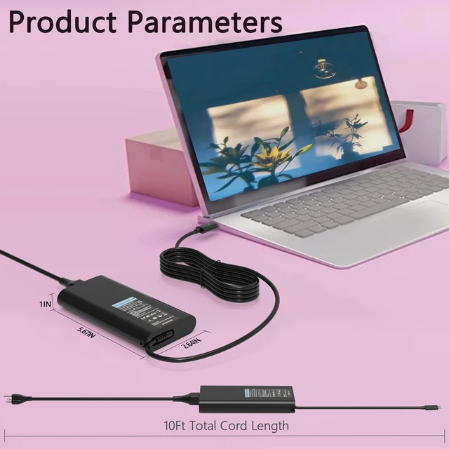 Alt view image 2 of 6 - 130W USB C Laptop Charger Compatible with Dell Pro Max 16 Fit for Dell Pro Max 16 14 MC16250,Pro 16 Plus Charger PB16250 PC16250,Pro 16 Premium DA16250, Premium MA14250