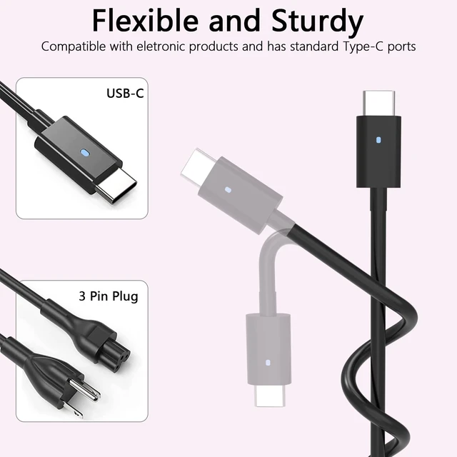 Alt view image 3 of 6 - 130W USB C Laptop Charger Compatible with Dell Pro Max 16 Fit for Dell Pro Max 16 14 MC16250,Pro 16 Plus Charger PB16250 PC16250,Pro 16 Premium DA16250, Premium MA14250