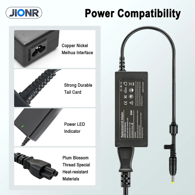 Alt view image 5 of 7 - 65W 18.5V Laptop Charger Replacement for HP Pavilion DV6000 DV6700 DV2000 DV6500 DV1000 Compaq Presario C300 C500 C700 F500 F700 A900 Spare 381090-001 403810-001 Power Adapter 4.8x1.7mm Tip