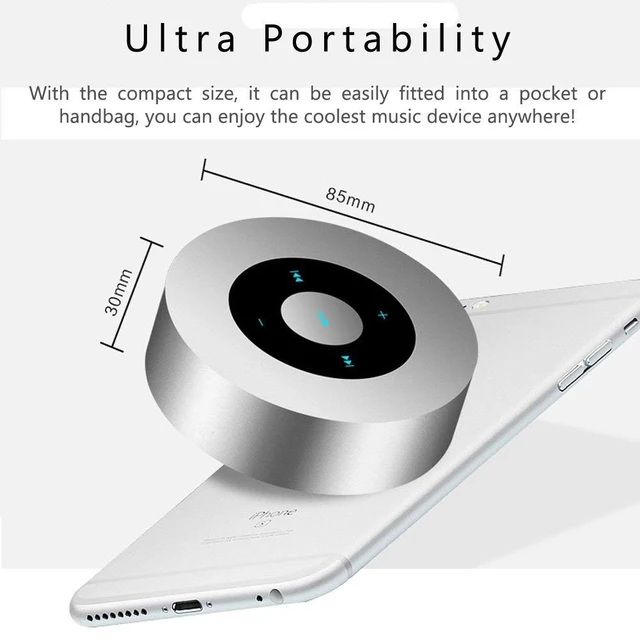 Alt view image 5 of 6 - LED Smart Touch Play Bluetooth Speaker/Portable Wireless Speakers with HD Sound / 12-Hour Playtime/Bluetooth 5.0 / TF Card Support Play/Aux in Port Speaker (Gray)
