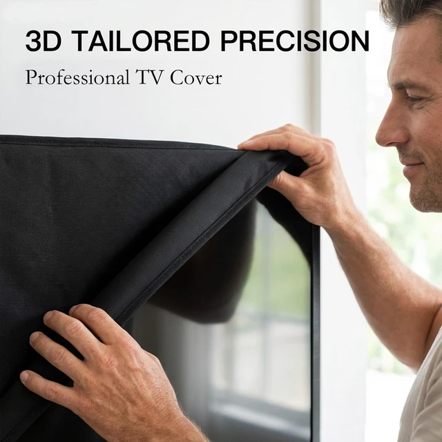 Alt view image 7 of 7 - Outdoor TV Cover, 48 to 50 Inch Weatherproof TV Protector, 600D Oxford Fabric Waterproof Outdoor Television Cover with Back Storage Pocket, Universal Fit for Wall Mount Bracket, Black