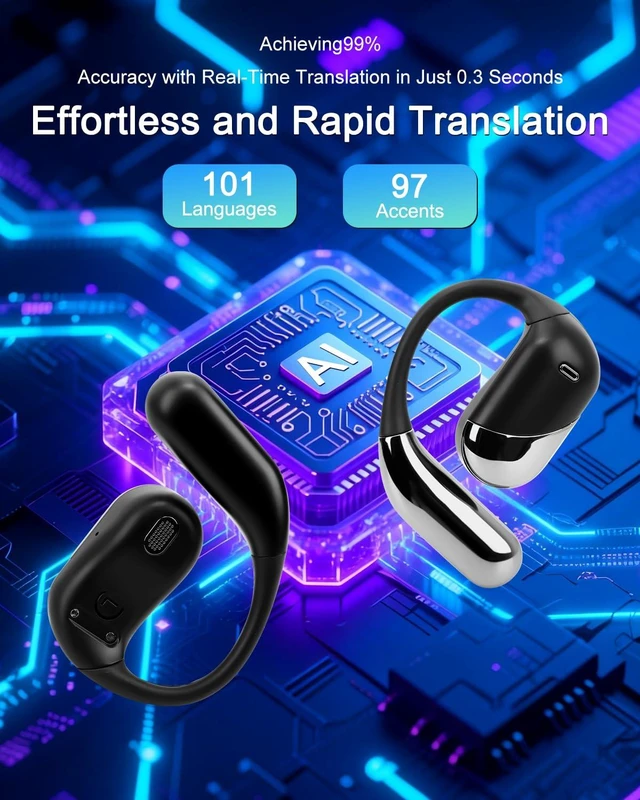 Alt view image 5 of 7 - Real-Time AI Translation Earbuds, 198 Language Translator Earbuds, Audifonos Traductores Inglés Español, 3-in-1 Translating Earbuds for Business, Travel, Language Learning, Bronz (Black)