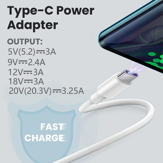 Alt view image 2 of 7 - 65W USB C Laptop Charger Compatible with Samsung Galaxy Book 360 Galaxy Book Pro 13.3" 15.6 ", NP950QDB NP930QDB NP935QDC NP950XDB NP930XDB USB-C Adapter White