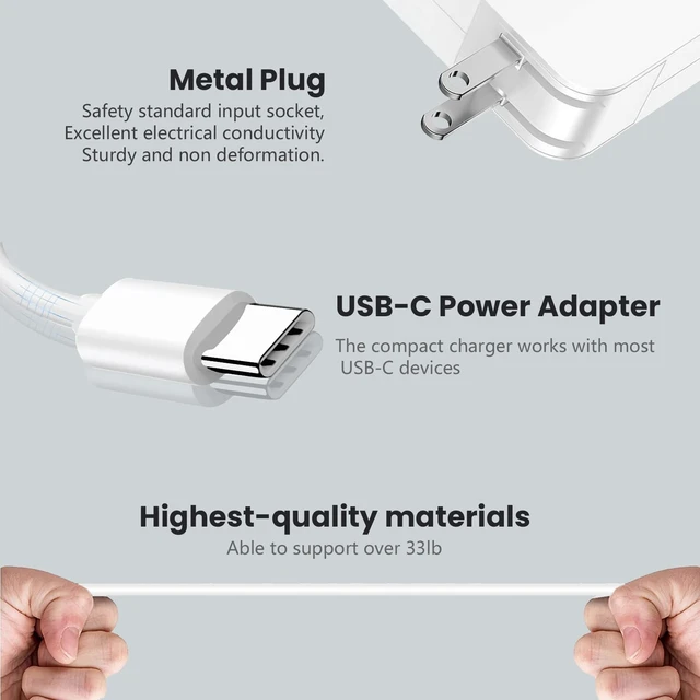 Alt view image 3 of 7 - 65W USB C Laptop Charger Compatible with Samsung Galaxy Book 360 Galaxy Book Pro 13.3" 15.6 ", NP950QDB NP930QDB NP935QDC NP950XDB NP930XDB USB-C Adapter White