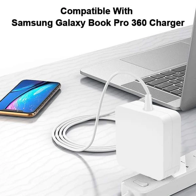 Alt view image 6 of 7 - 65W USB C Laptop Charger Compatible with Samsung Galaxy Book 360 Galaxy Book Pro 13.3" 15.6 ", NP950QDB NP930QDB NP935QDC NP950XDB NP930XDB USB-C Adapter White