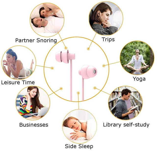 Alt view image 2 of 5 - Pink Wired Sleep Earphone Soundproof Earbuds Headphones