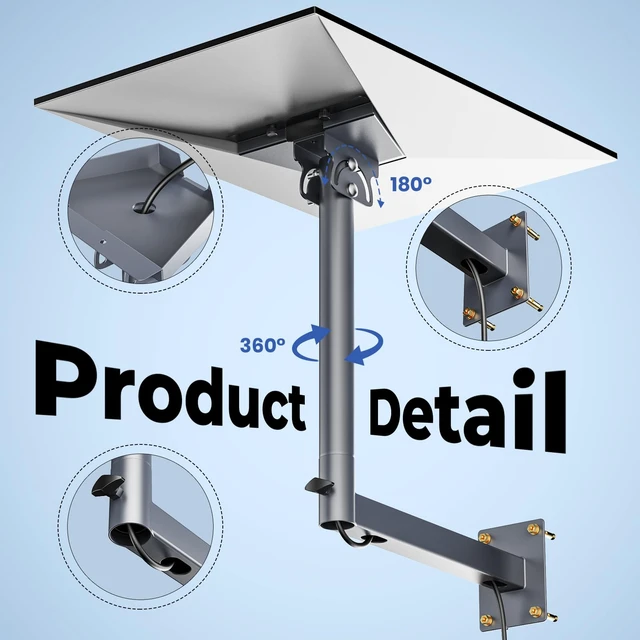 Alt view image 6 of 7 - Starlink Standard 4/4X/Gen 3 Mount, 360° Adjustable Starlink Wall Mount with Pipe Adapter, Pole Mount, Rustproof, Weatherproof for Concrete/Wood Walls, Easy Installation, Grey