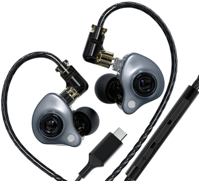 Main image of in Ear Monitor Headphones with Mic,USB C,Gray,10mm Driver 10mm Dynamic Driver,Detachable 4N OFC Cable,HiFi IEM Earphones for Gaming and Gift Giving